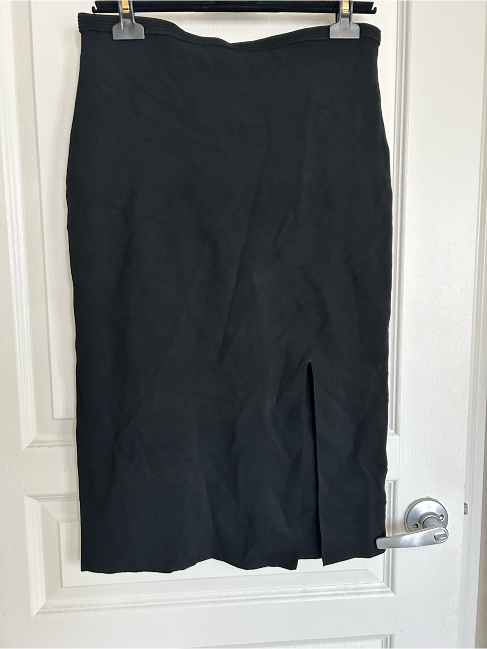 Diane Von Furstenberg Black Pencil Skirt with Front Slit
